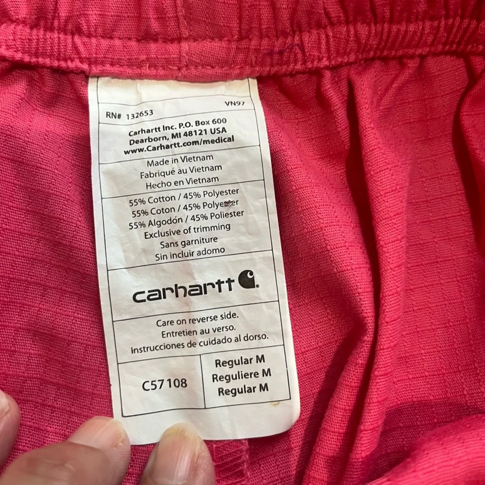 Women’s Carhartt watermelon pink textured scrub pant. Size medium - Picture 7 of 14